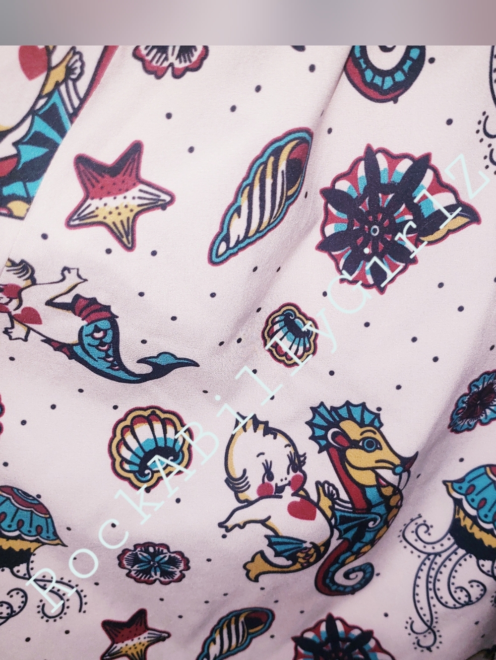 Sourpuss June Kewpie Doll Mermaid Seahorse Nautical Jellyfish Tattoo Flash Dress - Picture 5 of 10